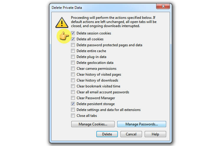opera delete private data 2 Manage Opera Web Browser And Remove Malware Infections