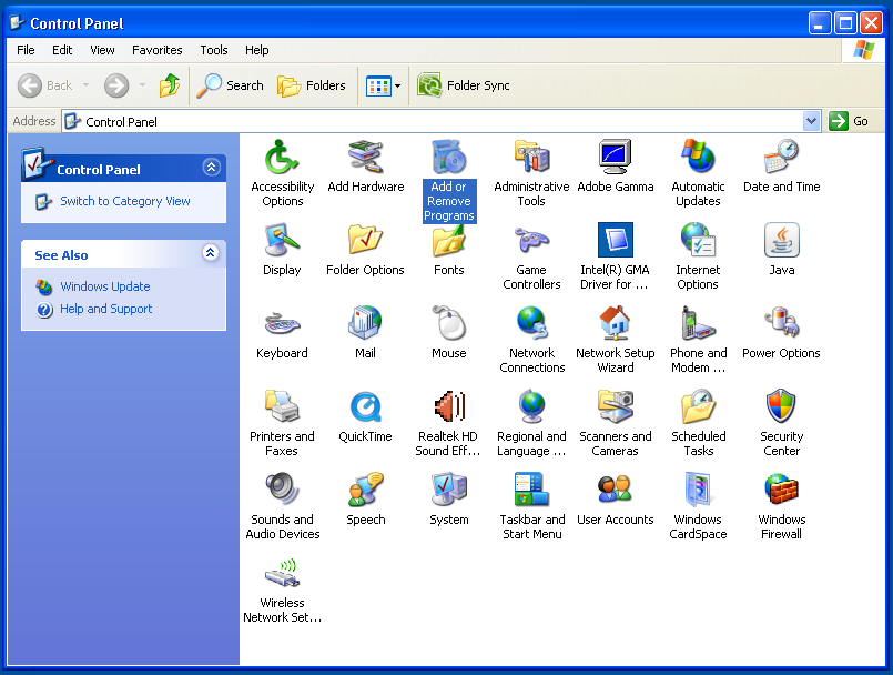 Step 10 Control panel Img How to Remove Malware From Windows XP