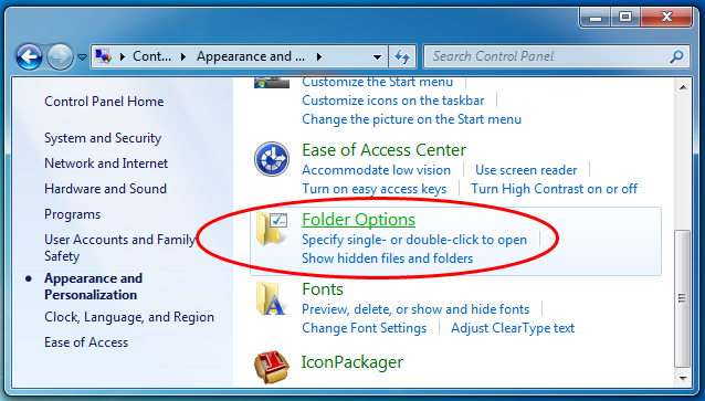 Windows-7-Ordner-Optionen