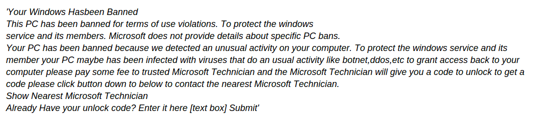 delete 'Your Windows Hasbeen Banned' Screenlocker