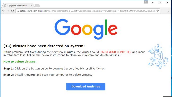 (13) Viruses have been detected on system pop-up