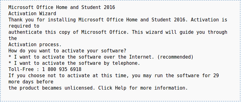 Microsoft Office Activation Wizard Tech Support Scam