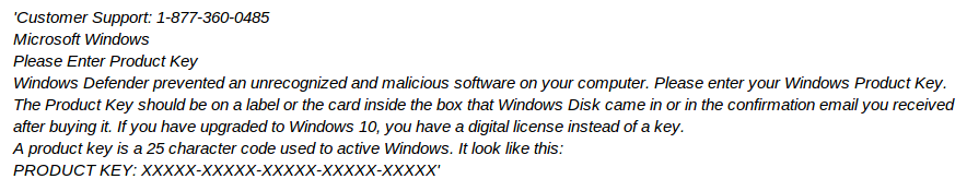 Windows Defender Impedido mensaje de software malintencionado