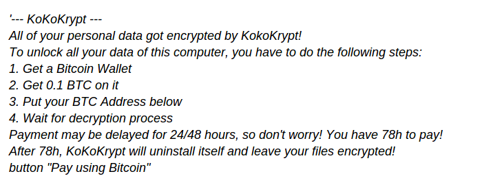eliminare KoKo Locker ransomware