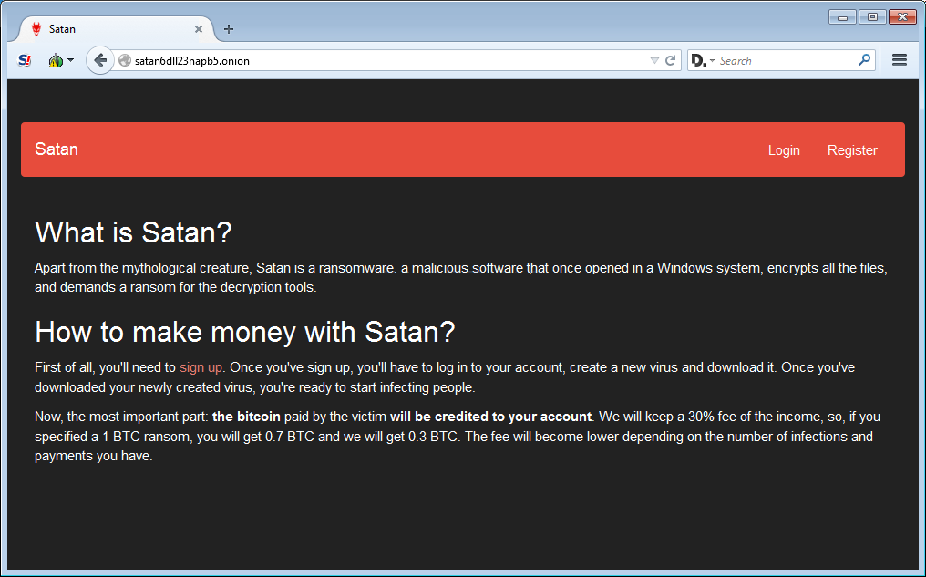 Sbarazzarsi di Satana ransomware
