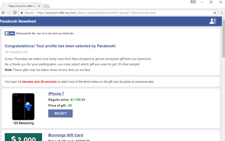 Supprimer Votre profil a été sélectionné par Facebook