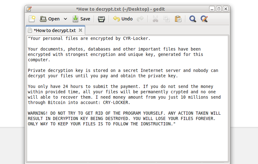 nota CYR-Locker ransomware
