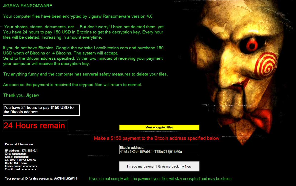 supprimer Jigsaw 4.6 ransomware
