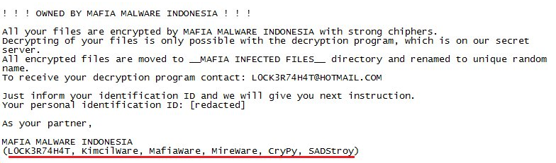 L0CK3R74H4T Ransomware