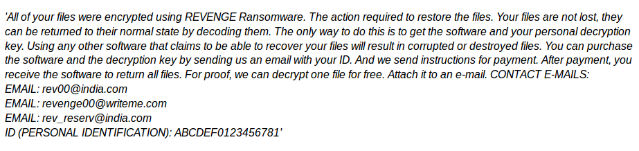 Revanche Ransomware