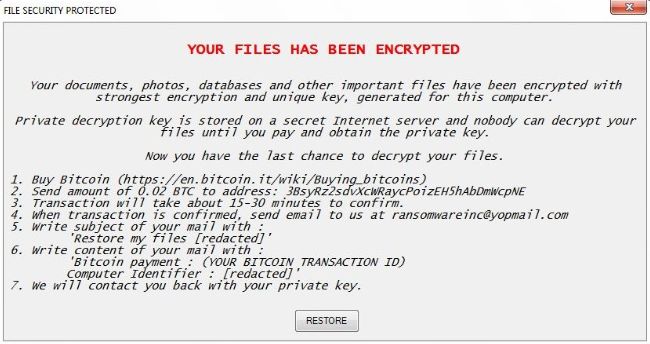 Seguridad eliminar archivo protegido ransomware