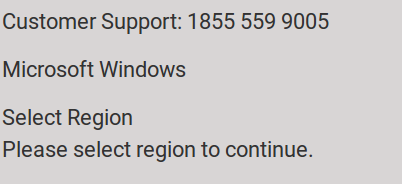 Select Region Tech Support Scam