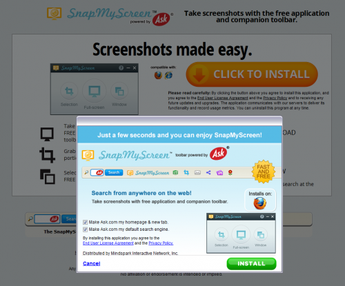 Eliminar SnapMyScreen barra de herramientas