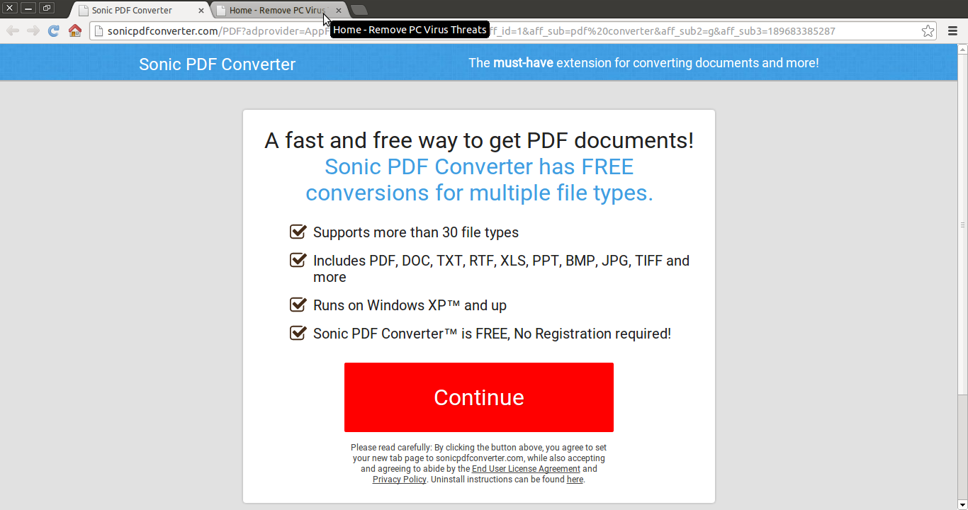 uninstall Sonic PDF Converter