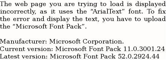 Delete The ArialText font was not found