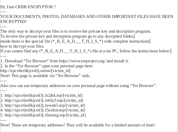 remove CRBR Encryptor Ransomware