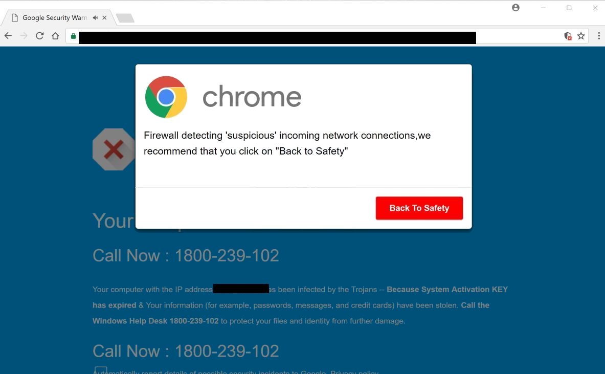 Delete Google Security Warning Scam
