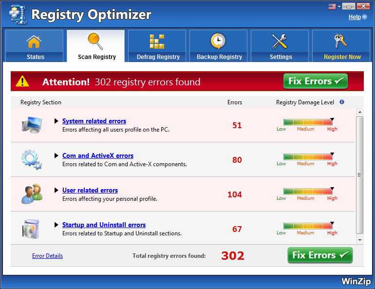 Entfernen-WinZip Registry Optimizer