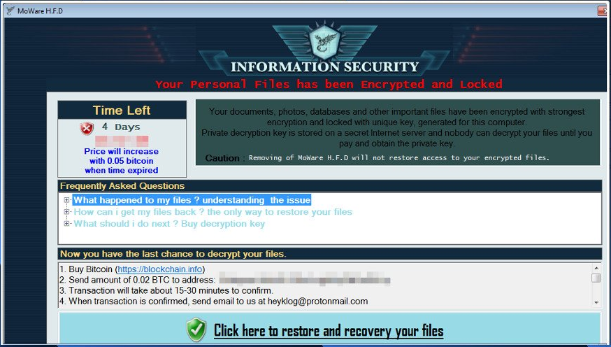 Cancellare MoWare H.F.D ransomware
