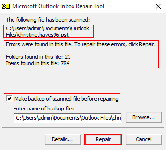 inbox repair tool