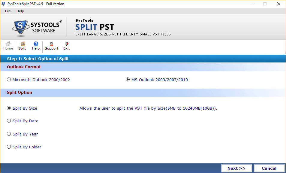 split pst file