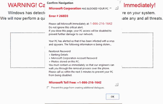 Eliminar Microsoft Corporation ha bloqueado las ventanas emergentes de su PC