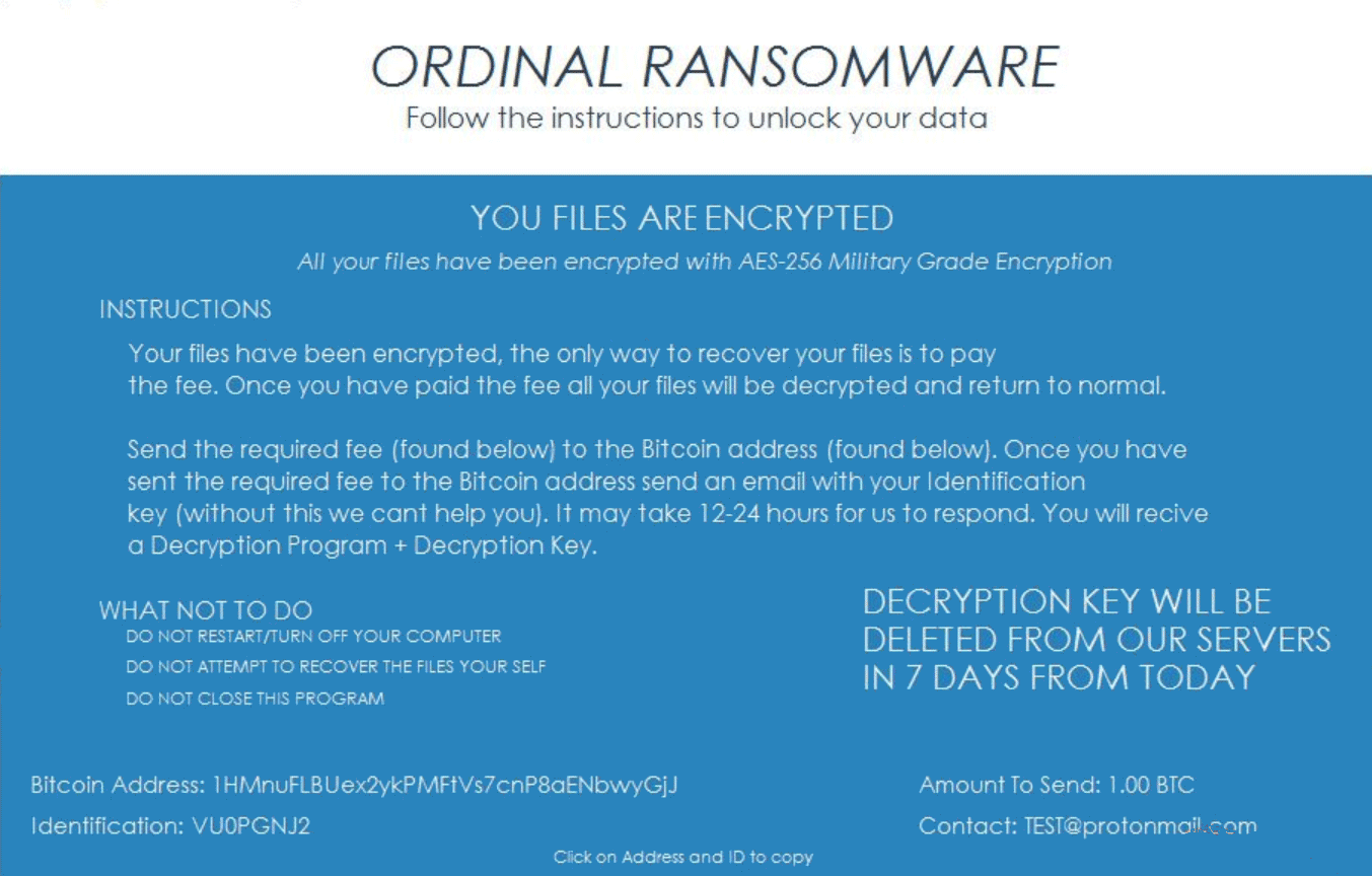 Ordinale Ransomware