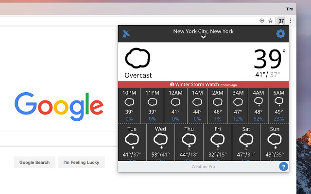 usuń zaznacz opcję Check Weather Chrome Extension