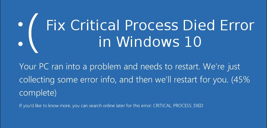 Fix Critical Process Died Error in Windows 10