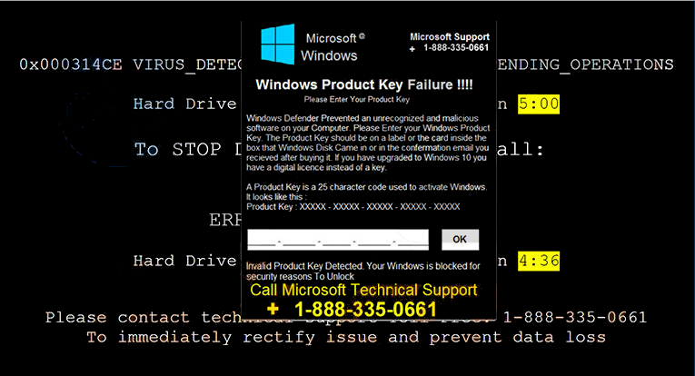 Errore della chiave del prodotto di Windows