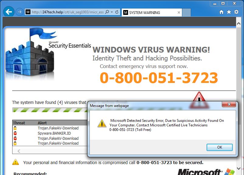usuń oszustwo dotyczące pomocy technicznej dotyczącej rozwiązywania problemów z systemem Windows
