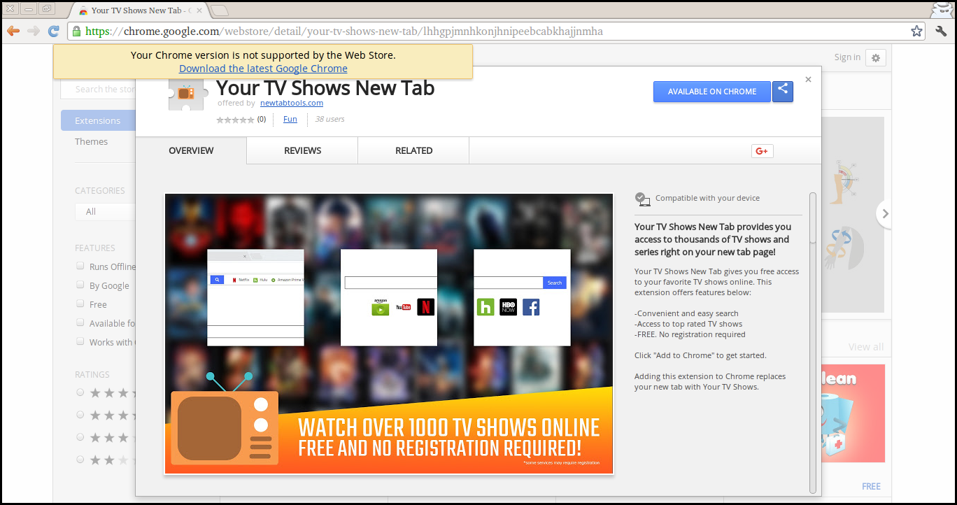 Delete Your TV Shows New Tab