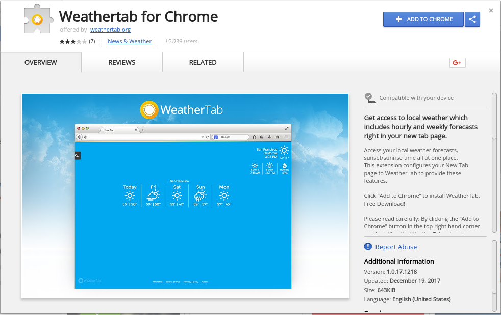 disinstallare Weathertab per Chrome