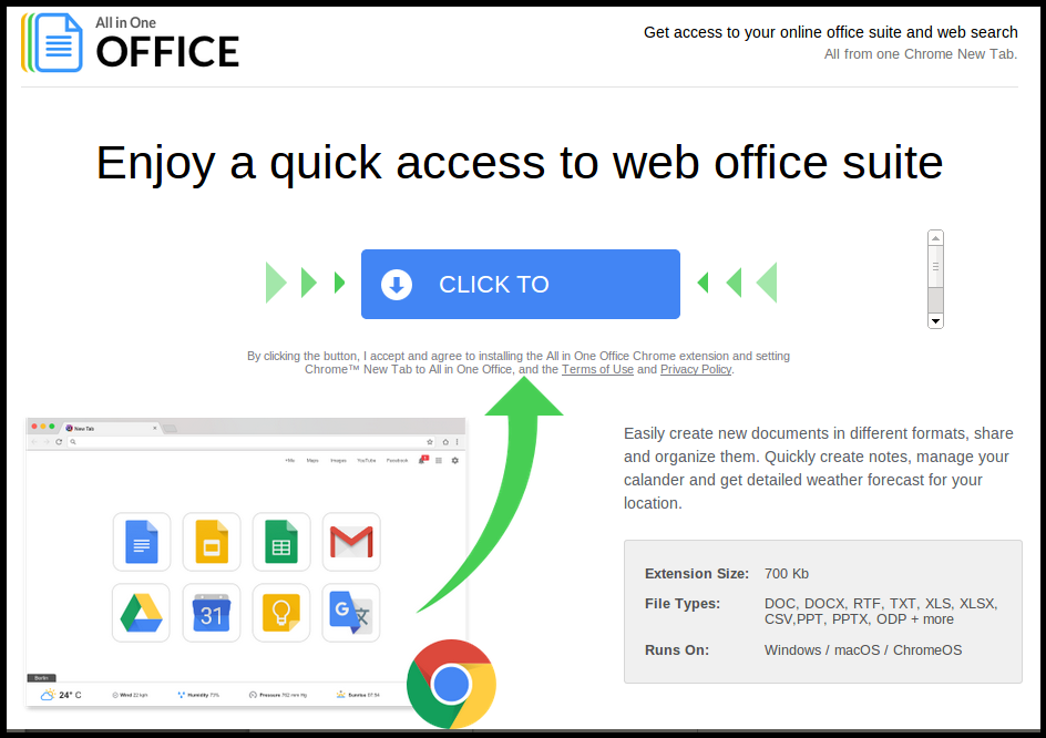 All in One Office - Rozszerzenie wyszukiwarki internetowej