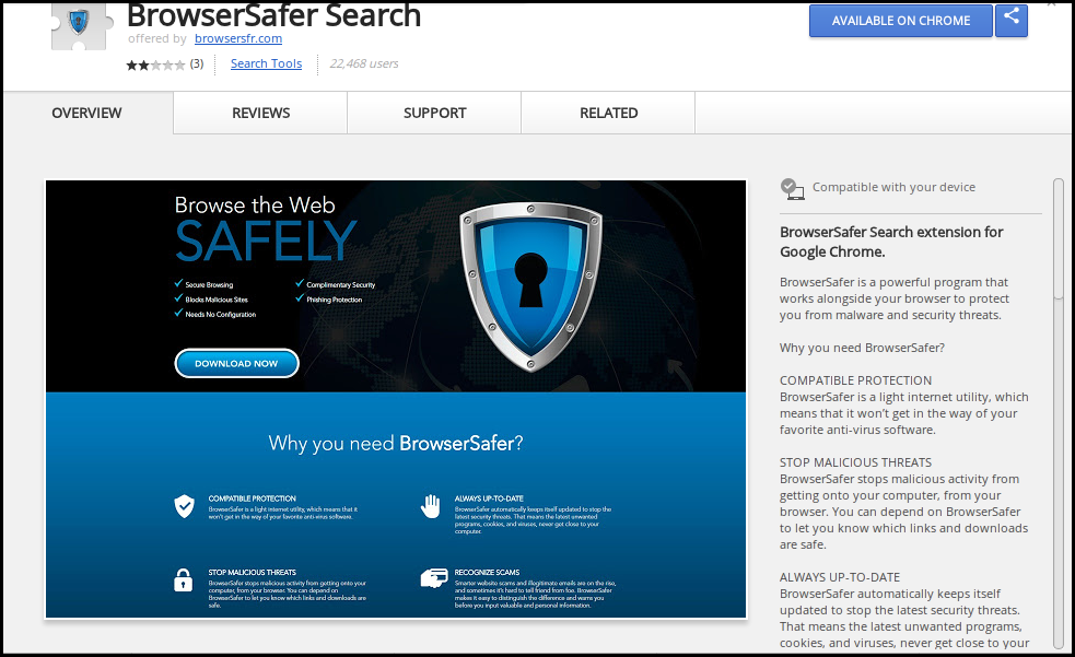Delete BrowserSafer Search Extension