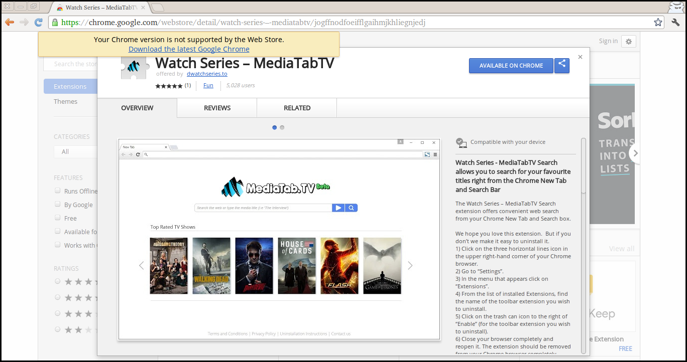 Eliminar Watch Series - MediaTabTV