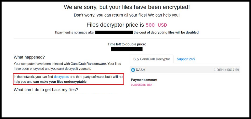 Lösegeld Hinweis von GandCrab2 Ransomware
