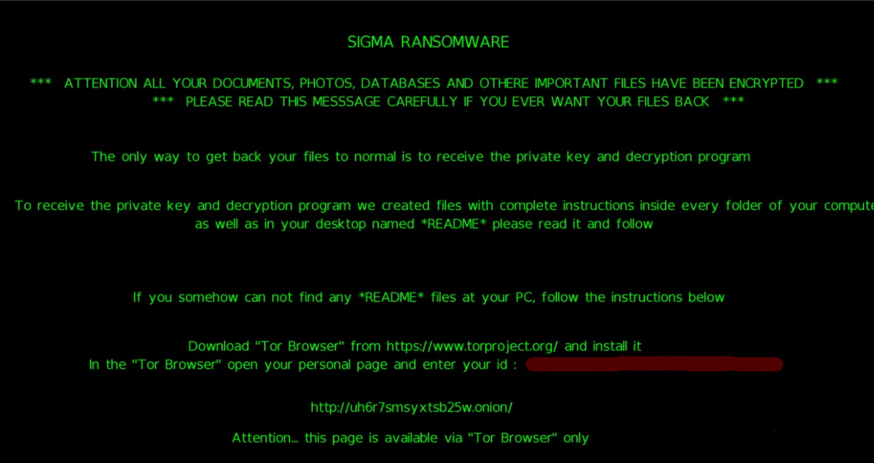 Sigma Ransomware