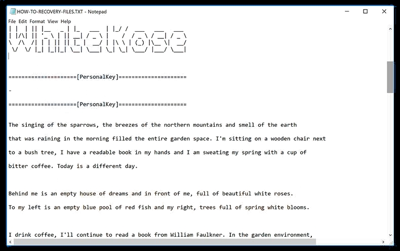 Ransom Note of ENCRYPTED_BY.WHITEROSE Ransomware