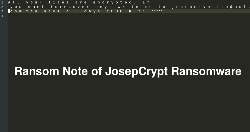 Nota de resgate do JosepCrypt Ransomware