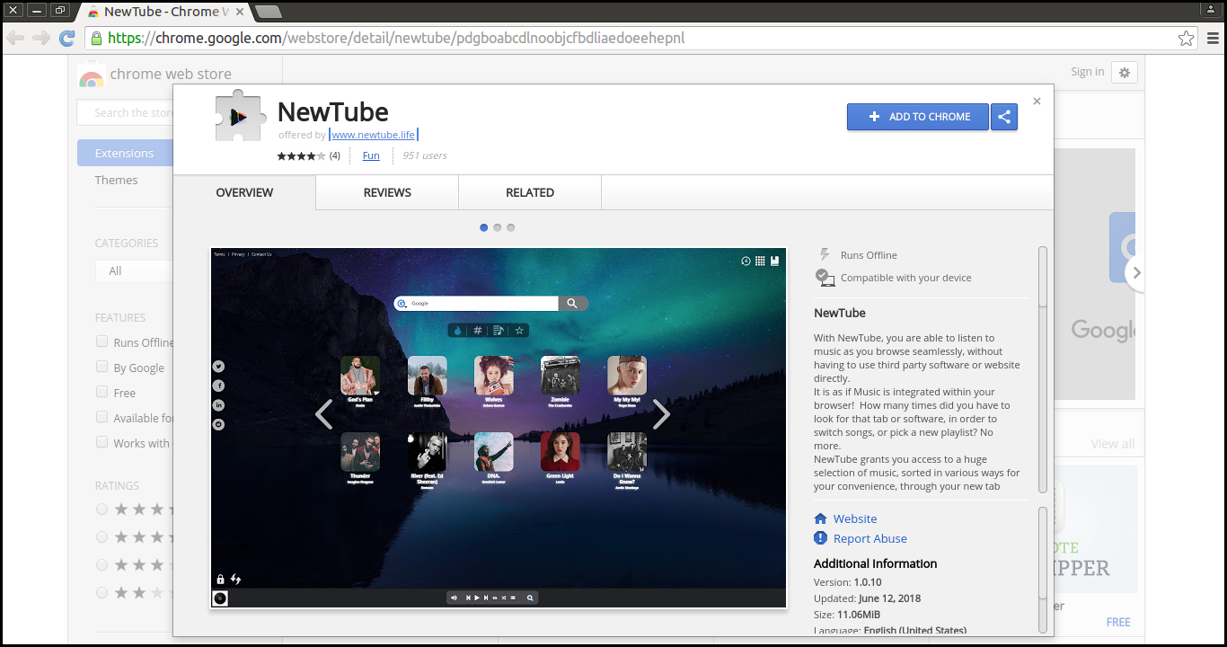Supprimer l'extension Chrome de NewTube