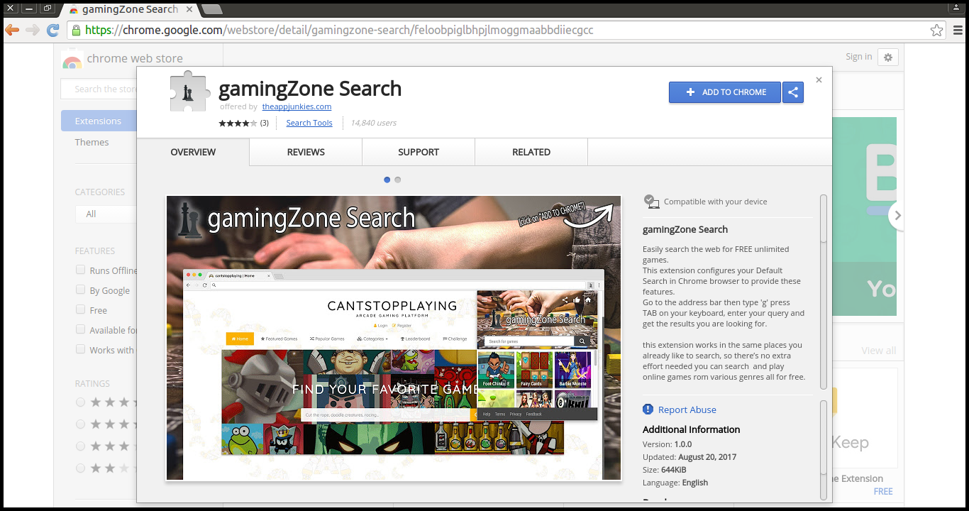 Delete gamingZone Search