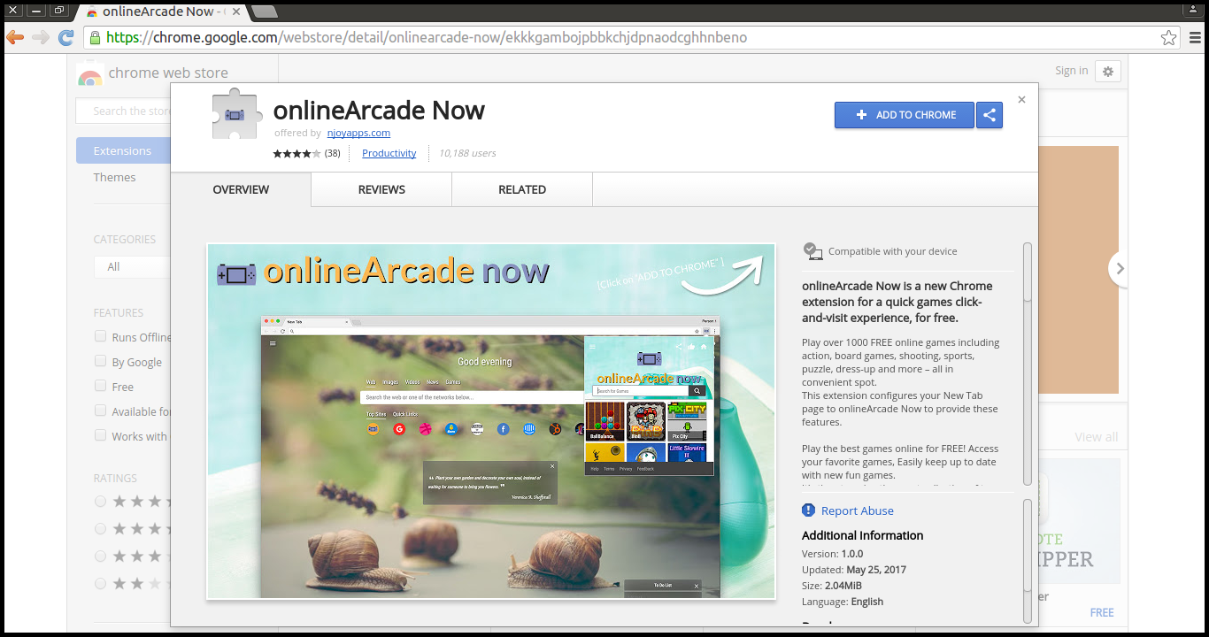 Elimina la ricerca online di Arcade