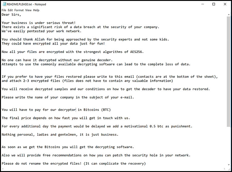 Ransom Note of Rightsor Ransomware