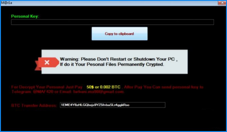 Ransom Note of Maria Ransomware