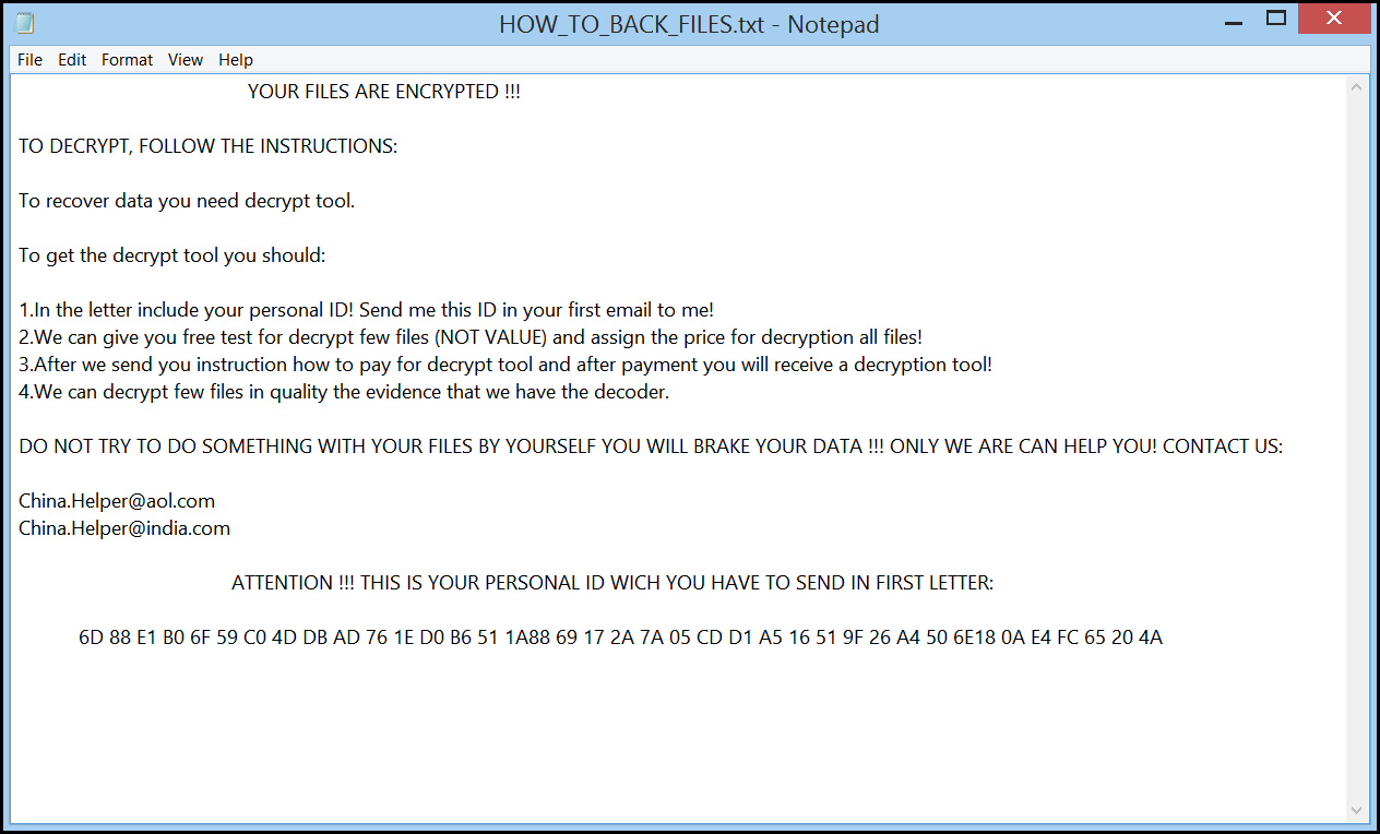 Note de rançon de Ox4444 Ransomware