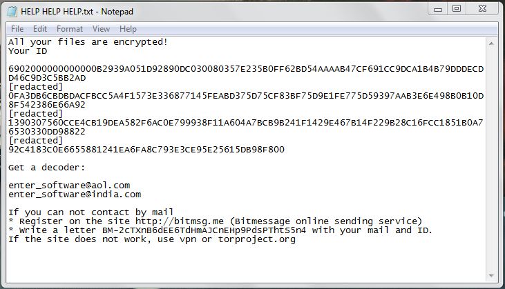 Ransom Note of Scarab-Enter Ransomware