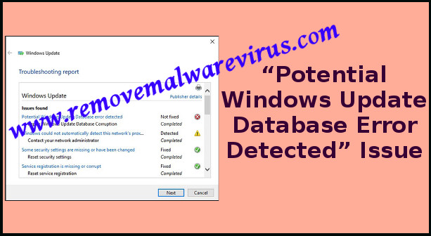 error How to fix “Potential Windows Update Database Error Detected” issue?
