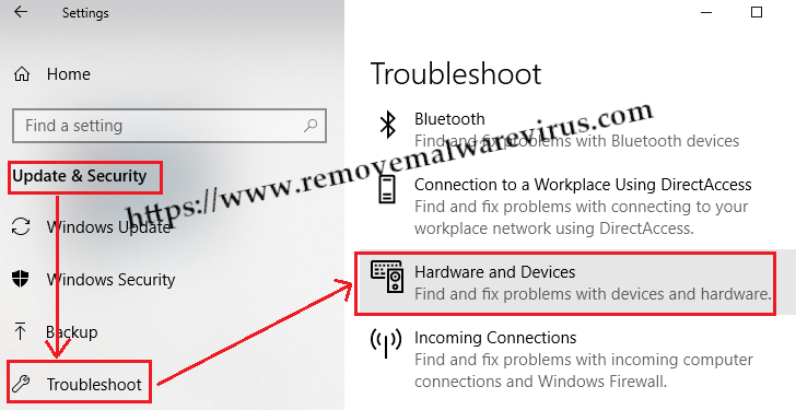Hardware and Devices troubleshooter Resolve Bluetooth Not Available Issue On Windows 10