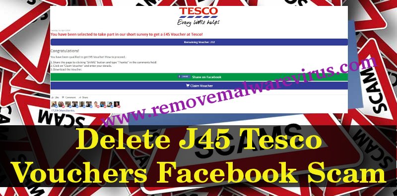 Delete £45 Tesco Vouchers Facebook Scam